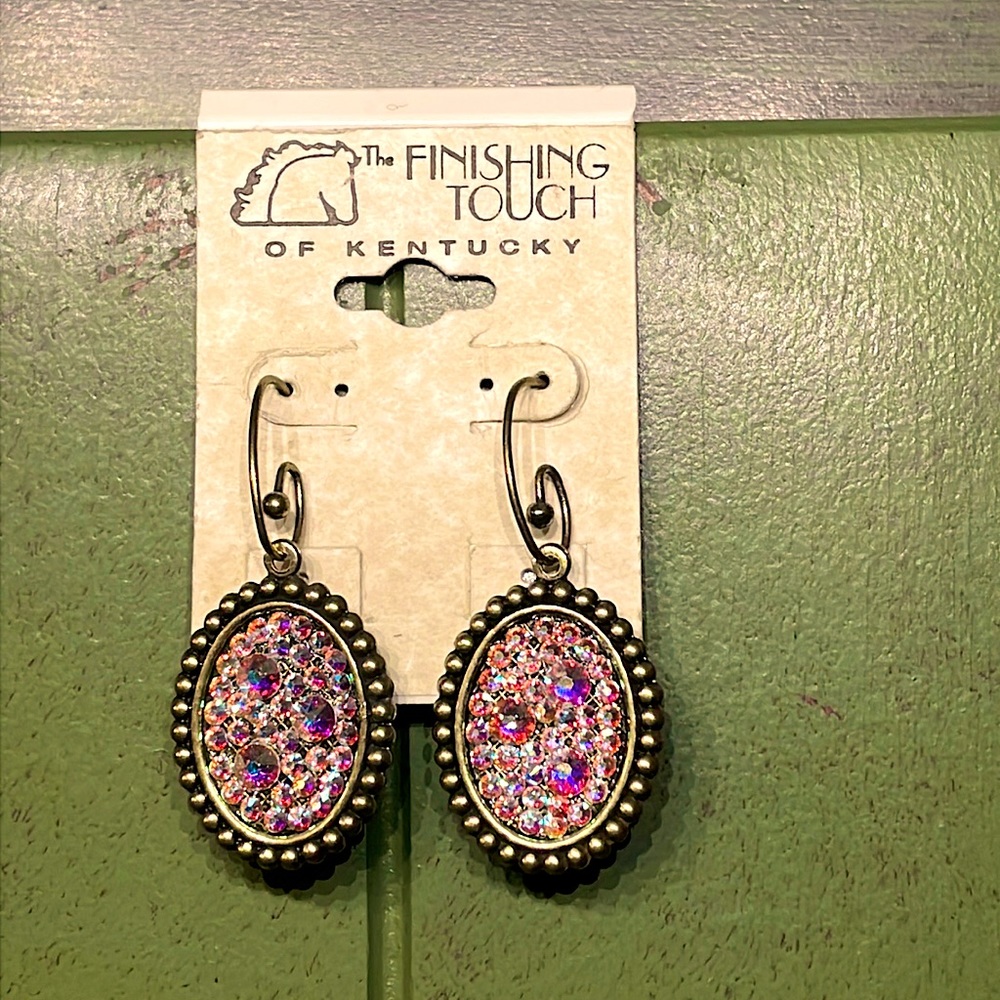The Finishing Touch of Kentucky Brass & Crystal Earrings NWT
